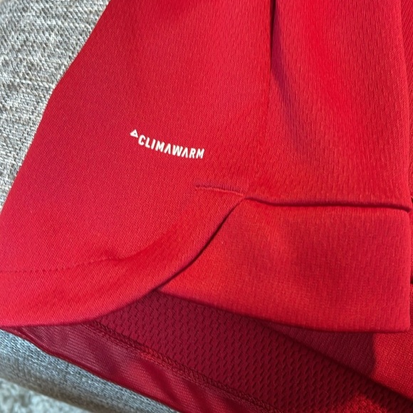 ADIDAS Red/Coral Athletic Hoodie Shirt SZ L Large Logo Spellout CLIMAWARM - Picture 3 of 11